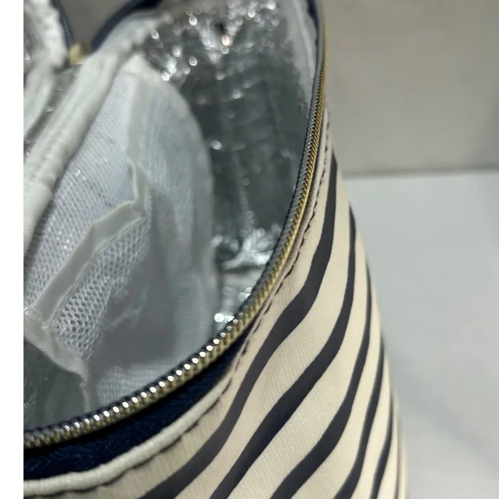 Kate Spade NY Insulated Lunch Box Tote Navy Beige‎ Striped Thermal Bag Teacherl
